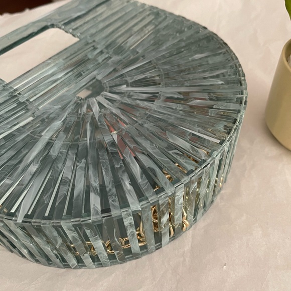 EASTER SALE! Cult Gaia 🔥 Blue Ark Mini Handbag Purse Box Clutch Top Handle Bag - Picture 6 of 10